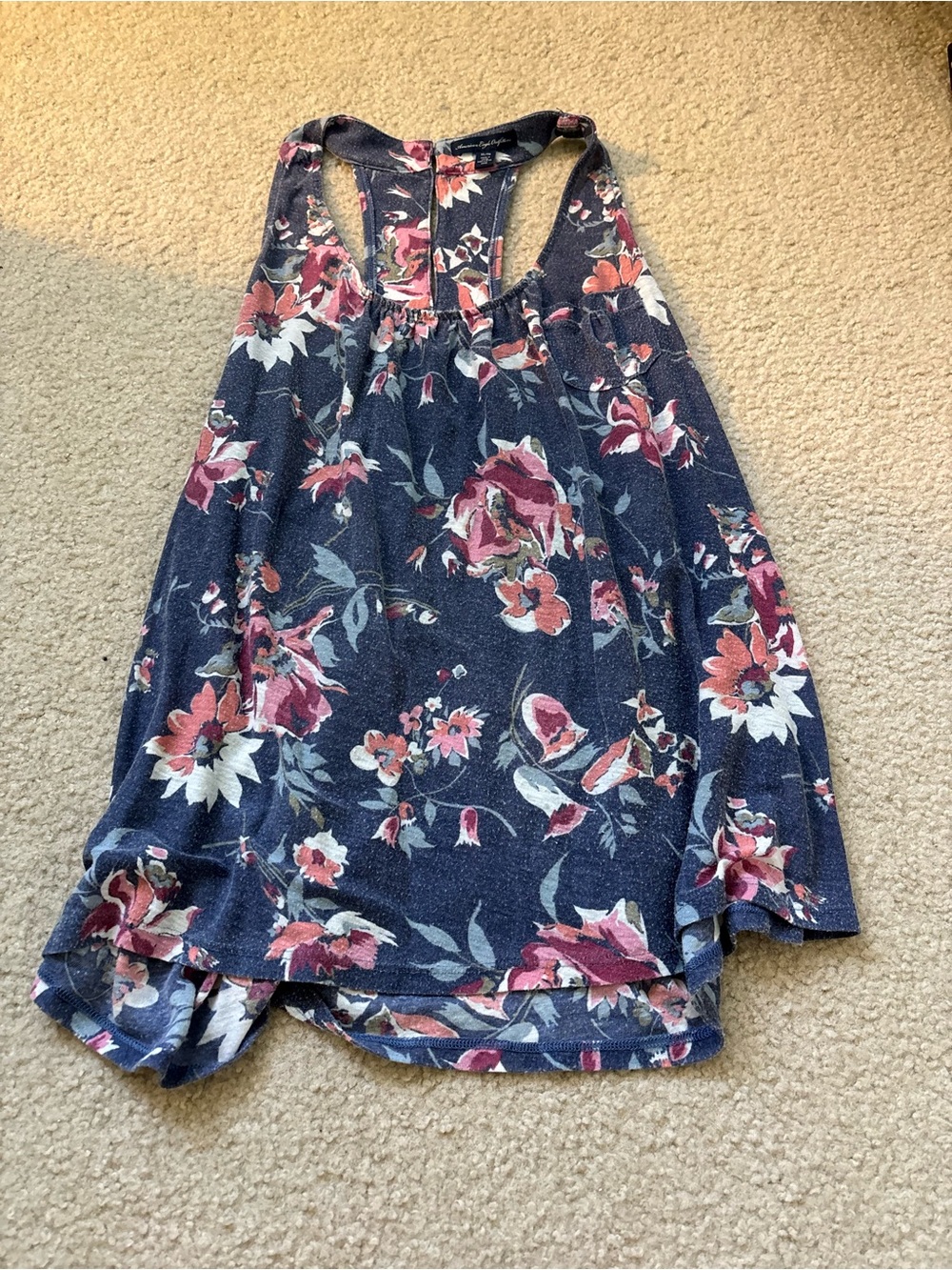 Navy Floral Racerback Tank Top